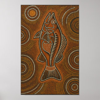 Barramundi Aboriginal Dot Art Poster