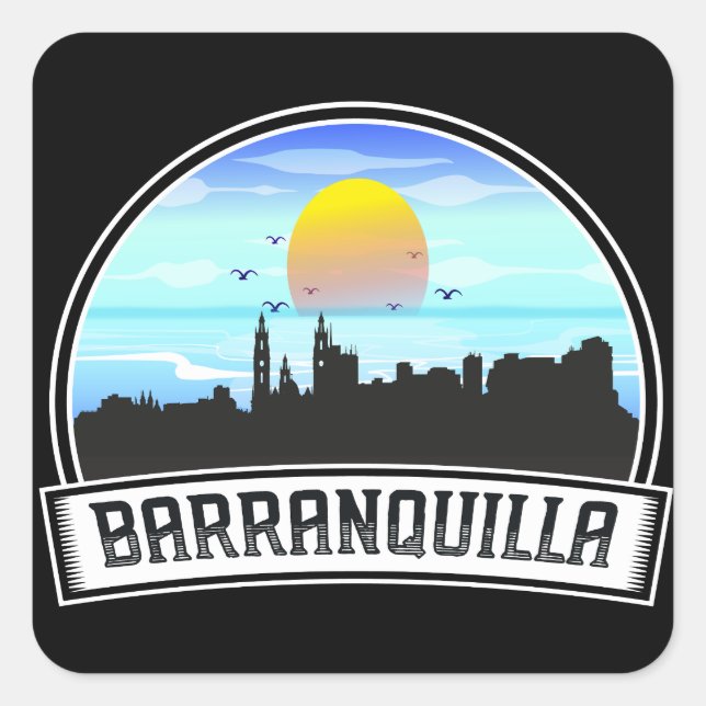 Barranquilla Colombia Skyline Panorama View Square Sticker (Front)