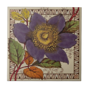 Barratt Purple Peony Victorian Transferware Repro Ceramic Tile