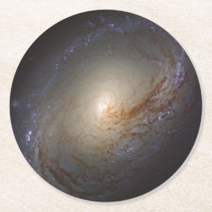 Barred Lenticular Galaxy Ngc 3368 Round Paper Coaster