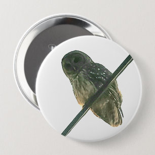 Barred Owl 10 Cm Round Badge