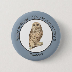 Barred Owl - Birthday or Other Party Themed Event 6 Cm Round Badge