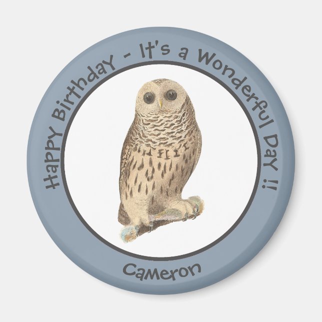 Barred Owl - Birthday or Other Party Themed Event Magnet (Front)