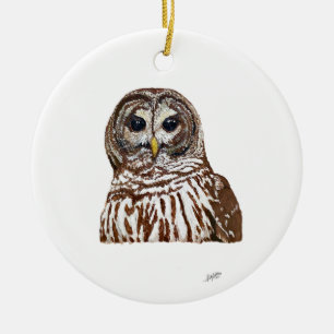 Barred Owl Ceramic Ornament