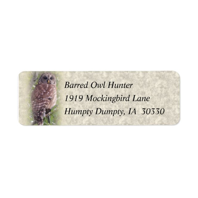 Barred Owl Custom Address Label Return Address Label (Front)