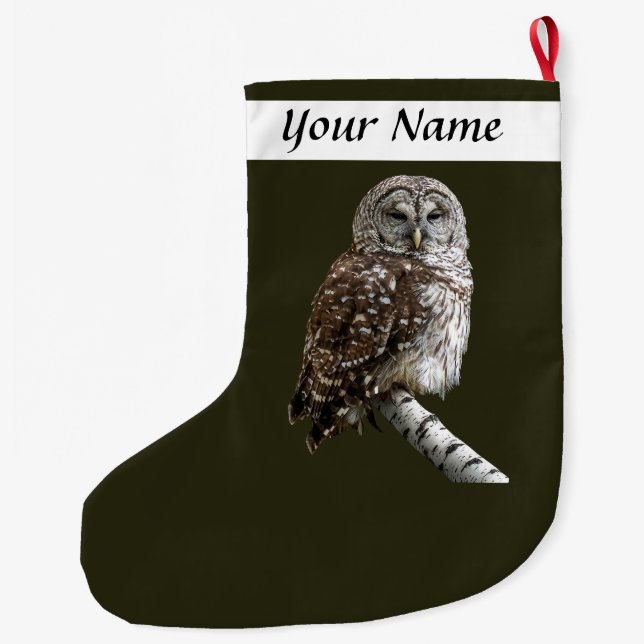 Barred Owl Large Christmas Stocking (Back)