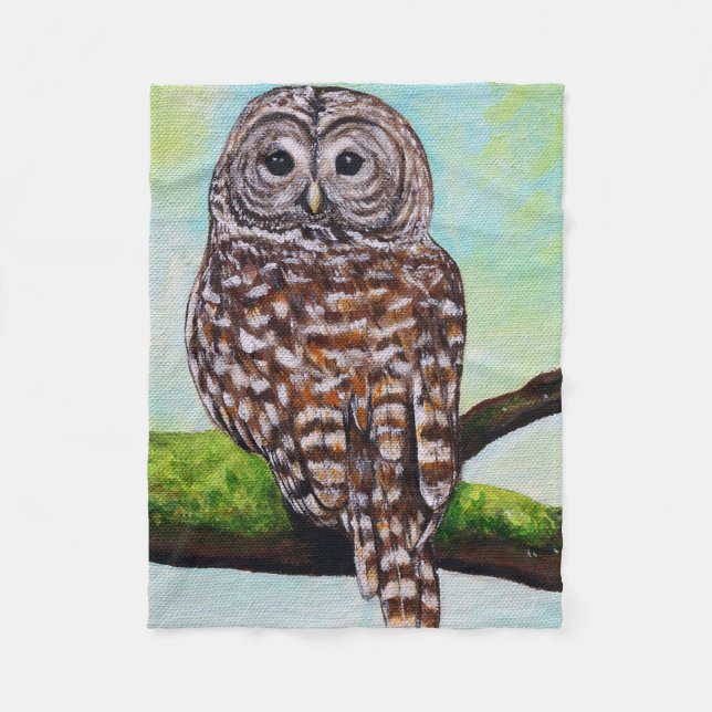 Barred Owl Painting Fleece Blanket (Front)