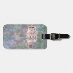 Barred Owl Pastel Digital Oilpainting Luggage Tag
