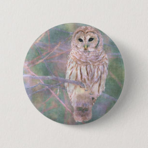 Barred Owl Pastel Oilpainting 6 Cm Round Badge