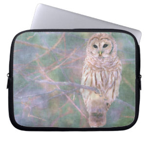 Barred Owl Pastel Oilpainting Laptop Sleeve