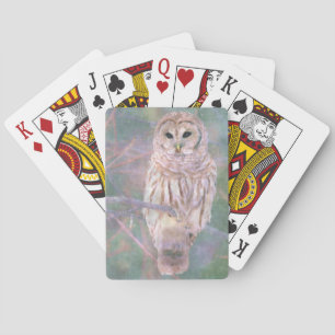 Barred Owl Pastel Oilpainting Playing Cards