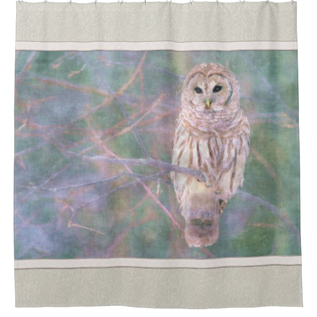 Barred Owl Pastel Oilpainting Shower Curtain (Front)