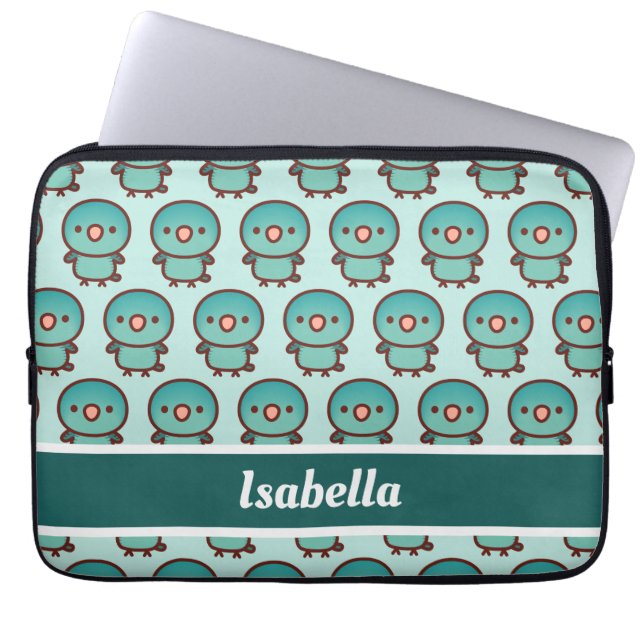 Barred parakeet / Turquoise Laptop Sleeve (Front)