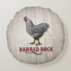 Barred Rock Chicken Round Cushion