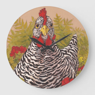Barred Rock Chicken Wall Clock