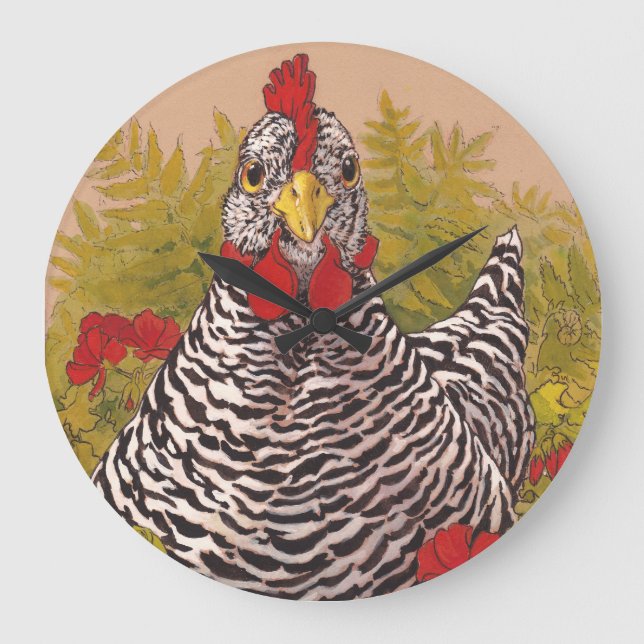 Barred Rock Chicken Wall Clock (Front)
