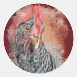 Barred Rock Hen Classic Round Sticker