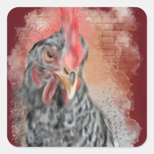 Barred Rock Hen Classic Square Sticker