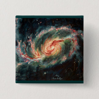 Barred Spiral Galaxy 15 Cm Square Badge