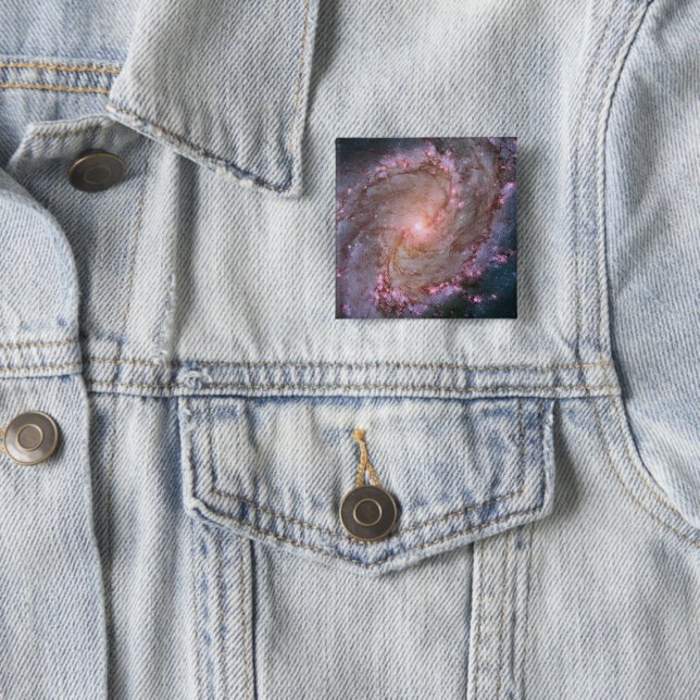 Barred Spiral Galaxy Messier 83. 15 Cm Square Badge (In Situ)
