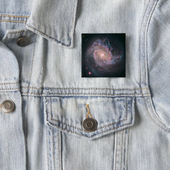 Barred Spiral Galaxy Messier 83. 2 15 Cm Square Badge (In Situ)