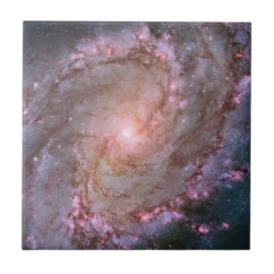 Barred Spiral Galaxy Messier 83. Ceramic Tile