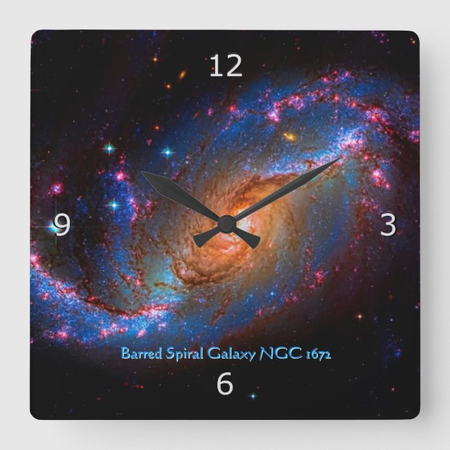 Barred Spiral Galaxy NGC 1672 Square Wall Clock (Front)