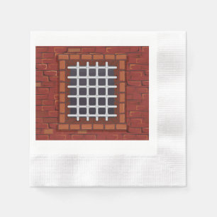 Barred Window in Brick Wall Napkin