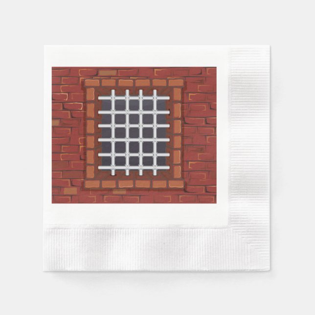 Barred Window in Brick Wall Napkin (Front)