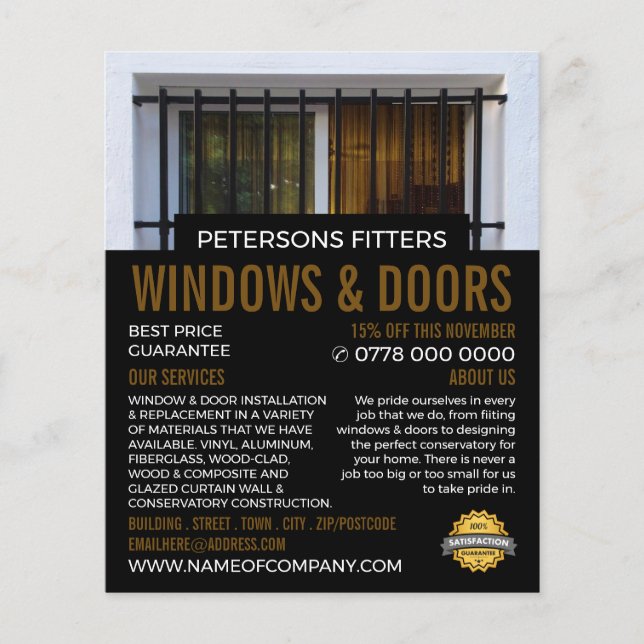Barred Window, Window & Door Fitter Company Flyer (Front)