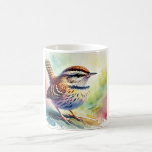 Barred Wren Warbler 080824AREF114 - Watercolor Coffee Mug