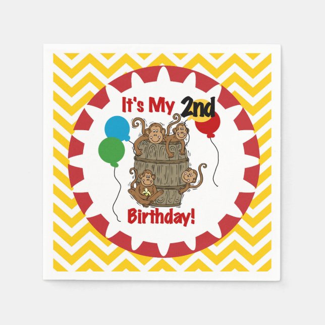 Barrel of Monkeys 2nd Birthday Paper Napkins (Front)