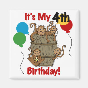 Barrel of Monkeys 4th Birthday Magnet