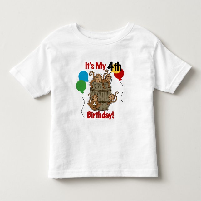 Barrel of Monkeys 4th Birthday Toddler T-Shirt (Front)