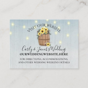 Barrel of Sunflowers Blue Wood Website Info Business Card