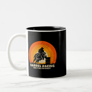 Barrel Racer Cowgirl riding Horse for Rodeo Barrel Two-Tone Coffee Mug