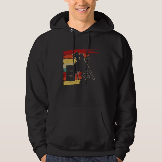 Barrel Racer Graphic Rodeo Cowgirl Retro Barrel Ra Hoodie (Front)