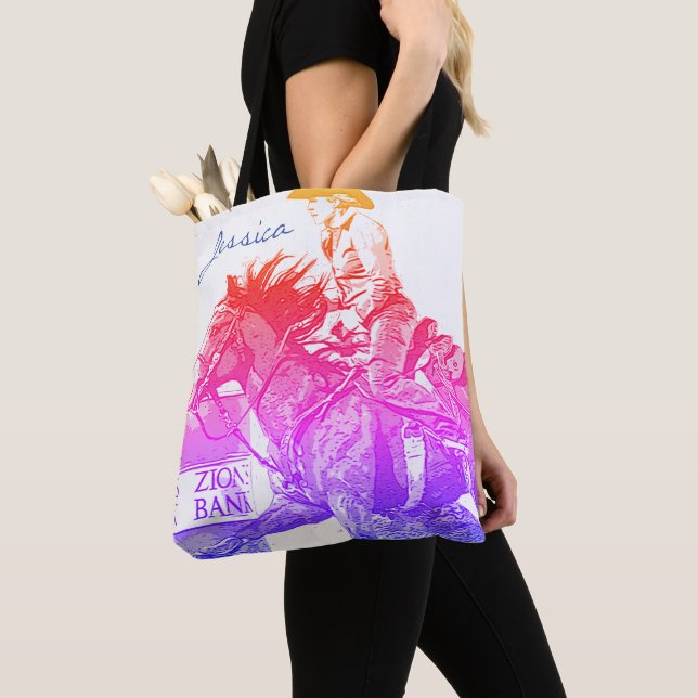 Barrel Racer II (rainbow) Tote Bag (Close Up)