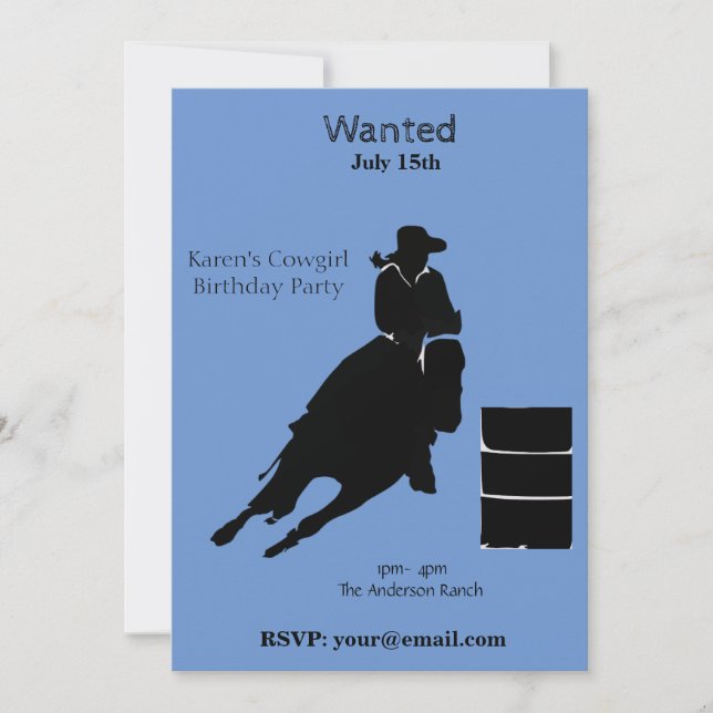 Barrel Racer  Invitation (Front)