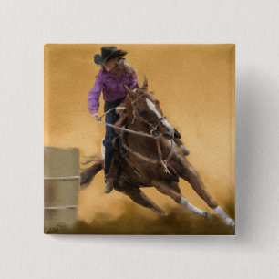 Barrel Racing 15 Cm Square Badge