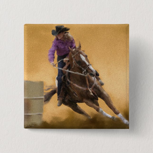 Barrel Racing 15 Cm Square Badge (Front)