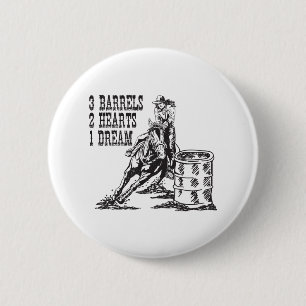 Barrel Racing 3 Barrels 2 Hearts 1 Dream Magnet 6 Cm Round Badge