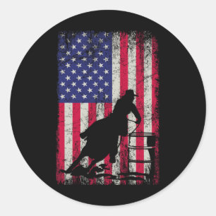 Barrel Racing 4th July Independence Day Patriotic Classic Round Sticker