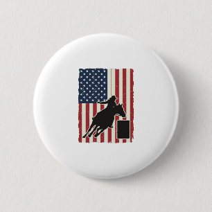 Barrel Racing American Flag Vintage Vector Design_ 6 Cm Round Badge