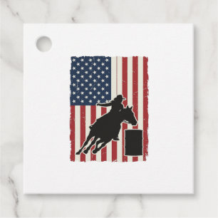 Barrel Racing American Flag Vintage Vector Design_ Favour Tags