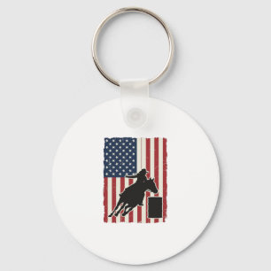 Barrel Racing American Flag Vintage Vector Design_ Key Ring