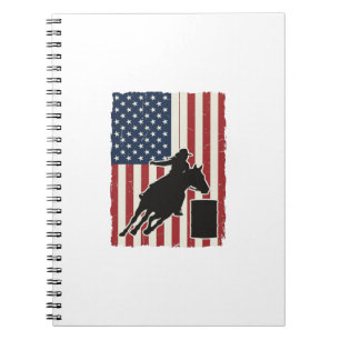 Barrel Racing American Flag Vintage Vector Design_ Notebook