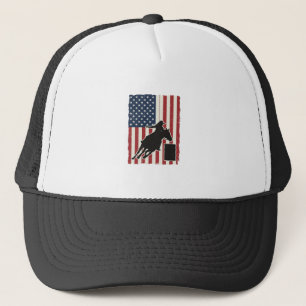 Barrel Racing American Flag Vintage Vector Design_ Trucker Hat