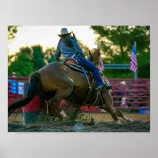 Barrel Racing at Dusk Poster