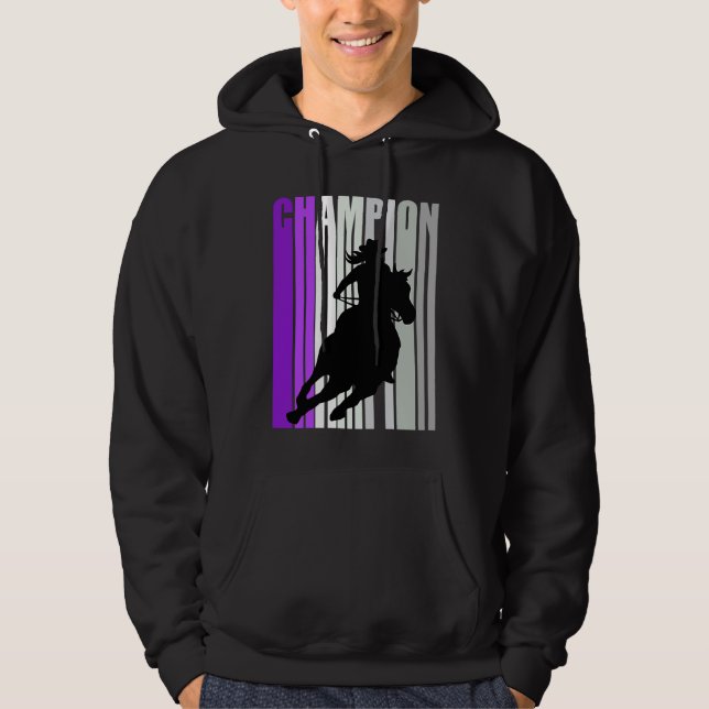 Barrel Racing Champion Horse Riding Purple Cowgirl Hoodie (Front)